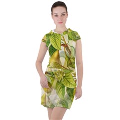 Pear Fruit Tree Organic Pattern Drawstring Hooded Dress by Wegoenart