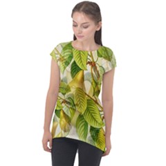 Pear Fruit Tree Organic Pattern Cap Sleeve High Low Top by Wegoenart