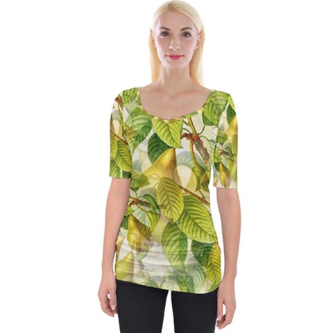 Pear Fruit Tree Organic Pattern Wide Neckline Tee by Wegoenart