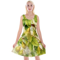 Pear Fruit Tree Organic Pattern Reversible Velvet Sleeveless Dress by Wegoenart