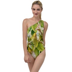 Pear Fruit Tree Organic Pattern To One Side Swimsuit by Wegoenart