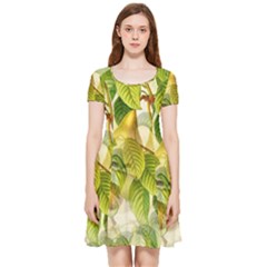 Pear Fruit Tree Organic Pattern Inside Out Cap Sleeve Dress by Wegoenart