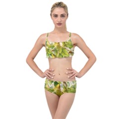 Pear Fruit Tree Organic Pattern Layered Top Bikini Set by Wegoenart