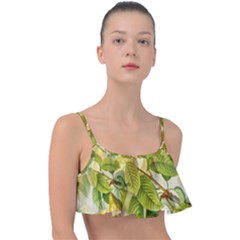 Pear Fruit Tree Organic Pattern Frill Bikini Top by Wegoenart