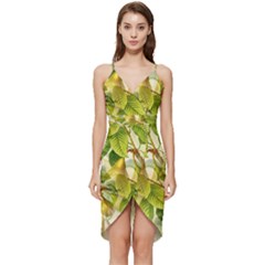 Pear Fruit Tree Organic Pattern Wrap Frill Dress