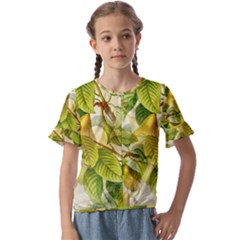 Pear Fruit Tree Organic Pattern Kids  Cuff Sleeve Scrunch Bottom Tee