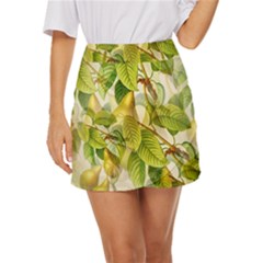 Pear Fruit Tree Organic Pattern Mini Front Wrap Skirt by Wegoenart