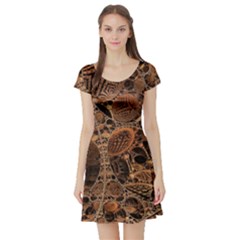 Fractal Render 3d Honeycomb Short Sleeve Skater Dress by Wegoenart