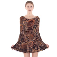 Fractal Render 3d Honeycomb Long Sleeve Velvet Skater Dress by Wegoenart