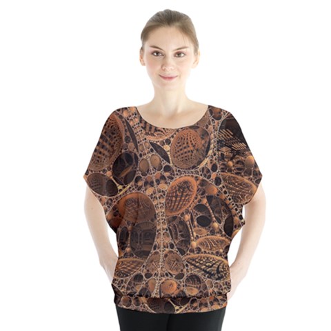 Fractal Render 3d Honeycomb Batwing Chiffon Blouse by Wegoenart