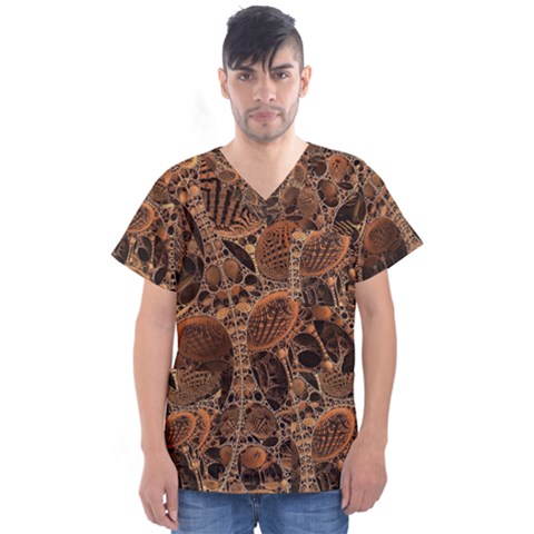 Fractal Render 3d Honeycomb Men s V-neck Scrub Top by Wegoenart