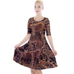 Fractal Render 3d Honeycomb Quarter Sleeve A-line Dress by Wegoenart