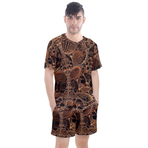 Fractal Render 3d Honeycomb Men s Mesh Tee And Shorts Set by Wegoenart