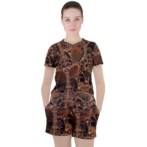 Fractal Render 3d Honeycomb Women s Tee And Shorts Set by Wegoenart