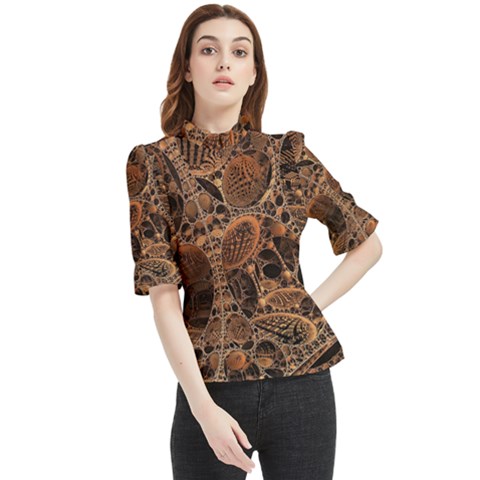 Fractal Render 3d Honeycomb Frill Neck Blouse by Wegoenart