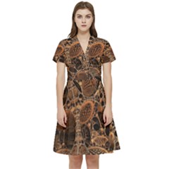 Fractal Render 3d Honeycomb Short Sleeve Waist Detail Dress by Wegoenart