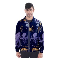 Marine-seamless-pattern-thin-line-memphis-style Men s Windbreaker