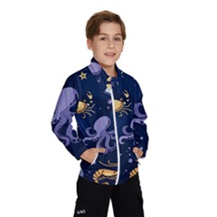 Marine-seamless-pattern-thin-line-memphis-style Kids  Windbreaker