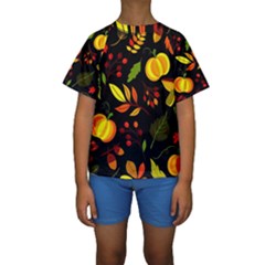 Pumpkin Fall Autumn October Kids  Short Sleeve Swimwear by Wegoenart