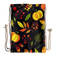 Pumpkin Fall Autumn October Drawstring Bag (large) by Wegoenart