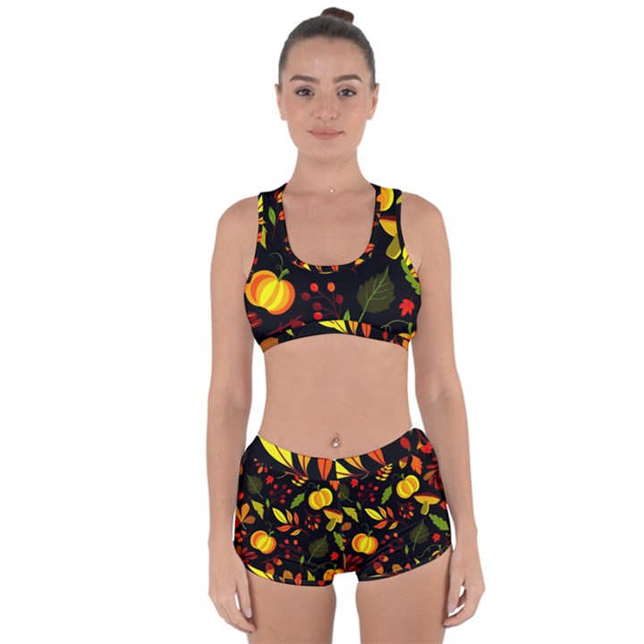 Pumpkin Fall Autumn October Racerback Boyleg Bikini Set