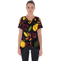 Pumpkin Fall Autumn October Cut Out Side Drop Tee by Wegoenart