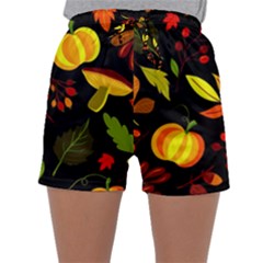 Pumpkin Fall Autumn October Sleepwear Shorts by Wegoenart