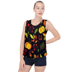 Pumpkin Fall Autumn October Bubble Hem Chiffon Tank Top by Wegoenart