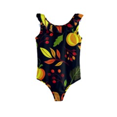 Pumpkin Fall Autumn October Kids  Frill Swimsuit by Wegoenart