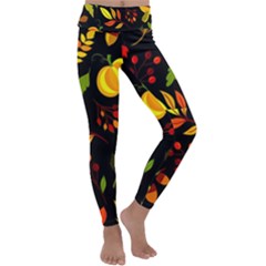 Pumpkin Fall Autumn October Kids  Lightweight Velour Classic Yoga Leggings by Wegoenart