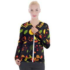 Pumpkin Fall Autumn October Casual Zip Up Jacket by Wegoenart