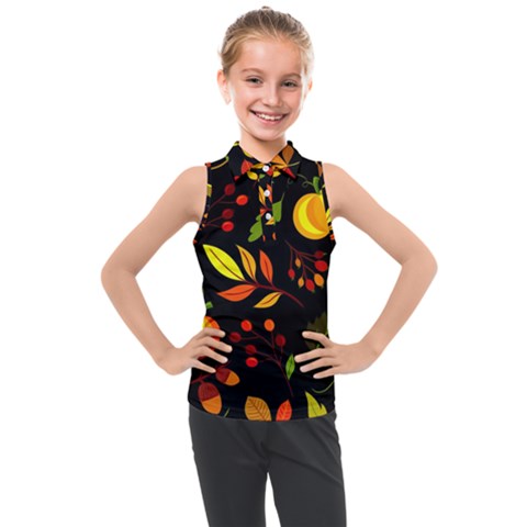 Pumpkin Fall Autumn October Kids  Sleeveless Polo Tee by Wegoenart