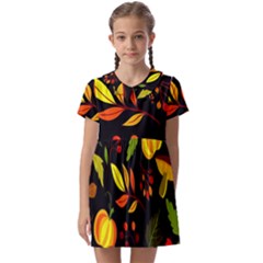 Pumpkin Fall Autumn October Kids  Asymmetric Collar Dress by Wegoenart