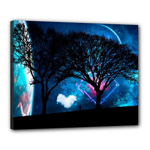 Tree Trees Surreal Universe Silhouette Canvas 20  X 16  (stretched) by Wegoenart