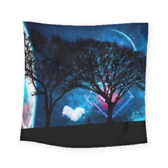 Tree Trees Surreal Universe Silhouette Square Tapestry (small) by Wegoenart