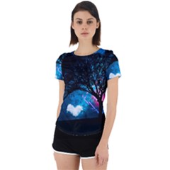 Tree Trees Surreal Universe Silhouette Back Cut Out Sport Tee by Wegoenart