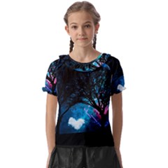 Tree Trees Surreal Universe Silhouette Kids  Frill Chiffon Blouse by Wegoenart