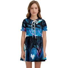 Tree Trees Surreal Universe Silhouette Kids  Sweet Collar Dress by Wegoenart