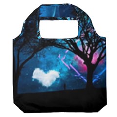 Tree Trees Surreal Universe Silhouette Premium Foldable Grocery Recycle Bag by Wegoenart