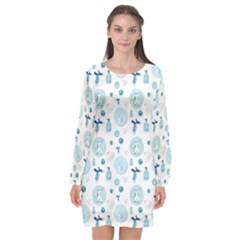 Vaccine Syringe Disinfection Long Sleeve Chiffon Shift Dress  by Wegoenart