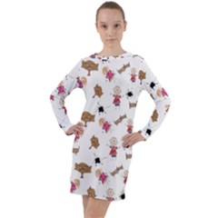 Children Wallpaper Background Long Sleeve Hoodie Dress by Wegoenart