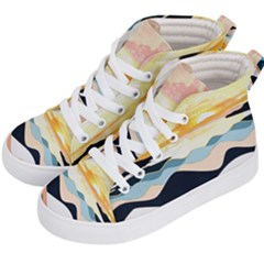 Sea Waves Wave Painting Ocean Water Kids  Hi-top Skate Sneakers by Wegoenart