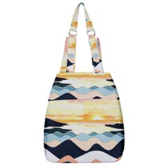 Sea Waves Wave Painting Ocean Water Center Zip Backpack by Wegoenart