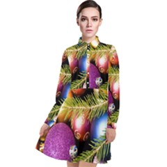 Background Of Christmas Decoration Long Sleeve Chiffon Shirt Dress by artworkshop