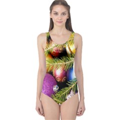 Background Of Christmas Decoration One Piece Swimsuit by artworkshop