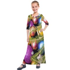 Background Of Christmas Decoration Kids  Quarter Sleeve Maxi Dress by artworkshop