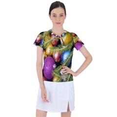 Background Of Christmas Decoration Women s Sports Top by artworkshop