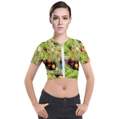 Christmas Candy 2 Short Sleeve Cropped Jacket by artworkshop