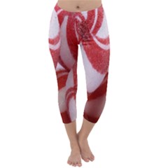 Christmas Candy Capri Winter Leggings  by artworkshop