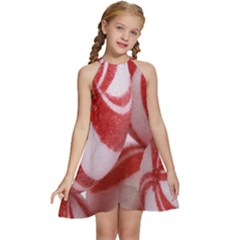 Christmas Candy Kids  Halter Collar Waist Tie Chiffon Dress by artworkshop